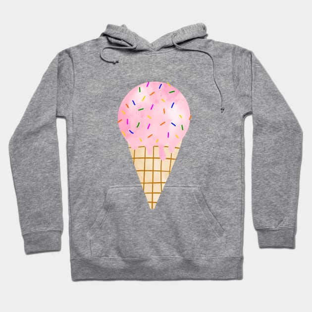 Pink Ice Cream Cone Hoodie by MutchiDesign